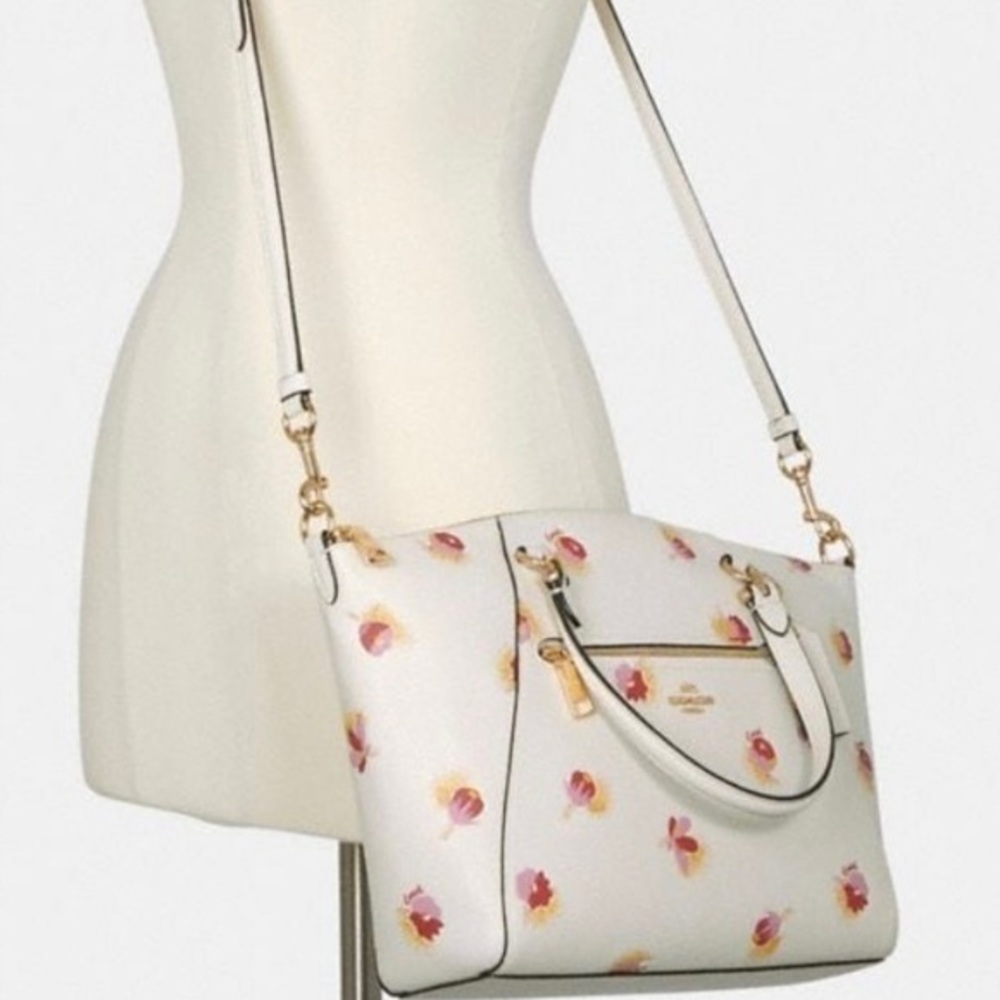 COACH White Floral Handbag NEW - Picture 5 of 11